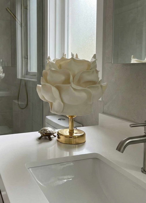 Opviq Lámpara de Mesa Eva Crema y Dorado Brillante